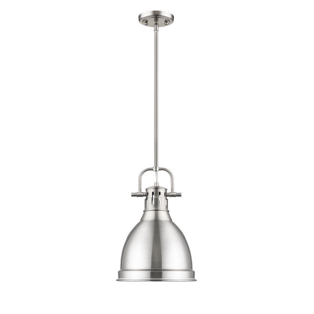Duncan Small Pendant with Rod in Pewter with a Pewter Shade