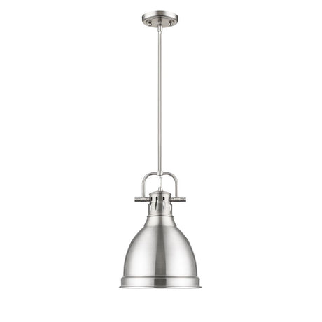 Duncan Small Pendant with Rod in Pewter with a Pewter Shade