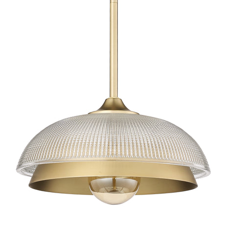 Crawford Mini Pendant in Brushed Champagne Bronze with Retro Prism Glass Shade