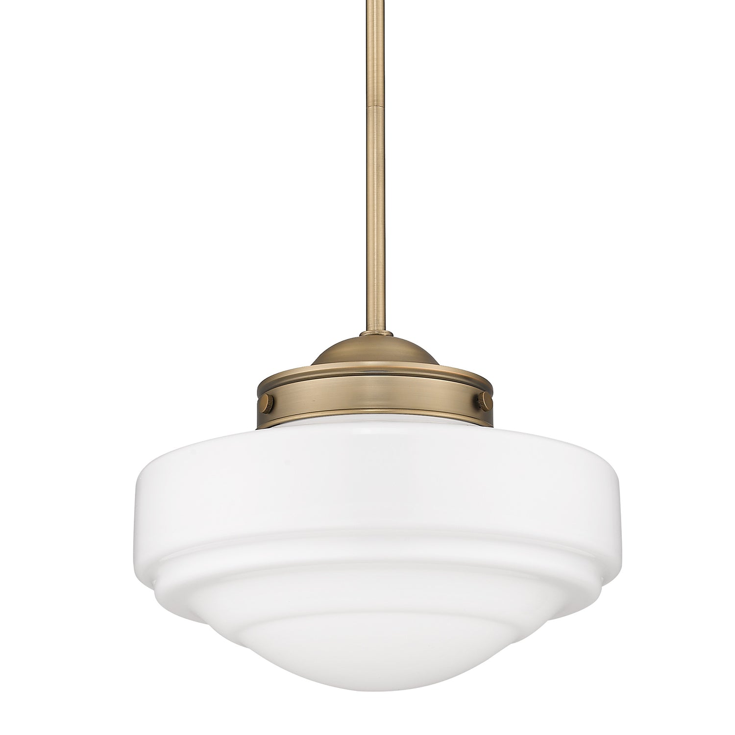 Ingalls Medium Pendant in Modern Brass and Vintage Milk Glass Shade