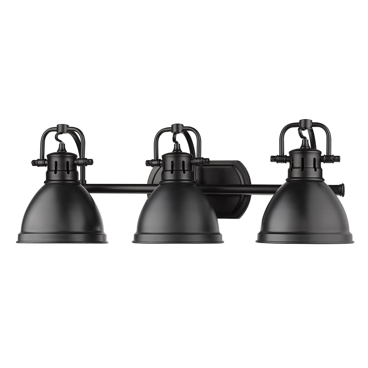 Duncan 3 Light Bath Vanity in Matte Black with a Matte Black Shade