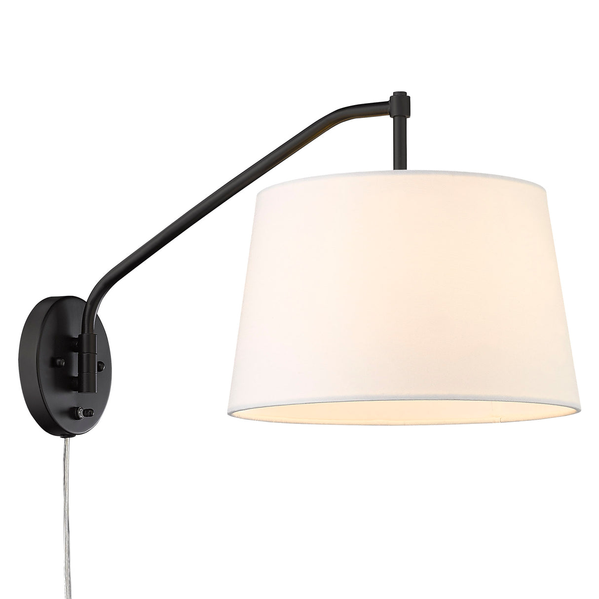 Ryleigh Articulating Wall Sconce in Matte Black with Modern White Shade