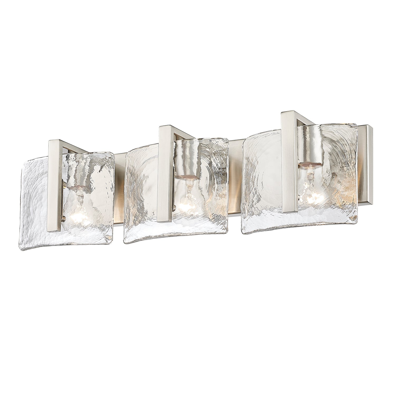 Aenon 3-Light Bath Vanity in Pewter with Hammered Water Glass Shade