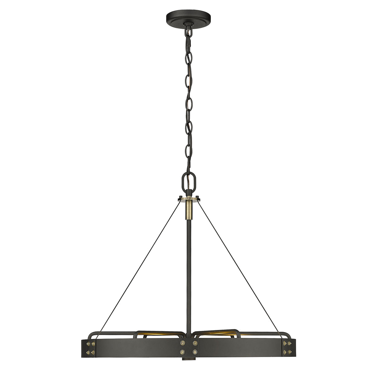 Vaughn Medium Pendant in Natural Black with Aged Brass Accents