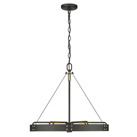 Vaughn Medium Pendant in Natural Black with Aged Brass Accents