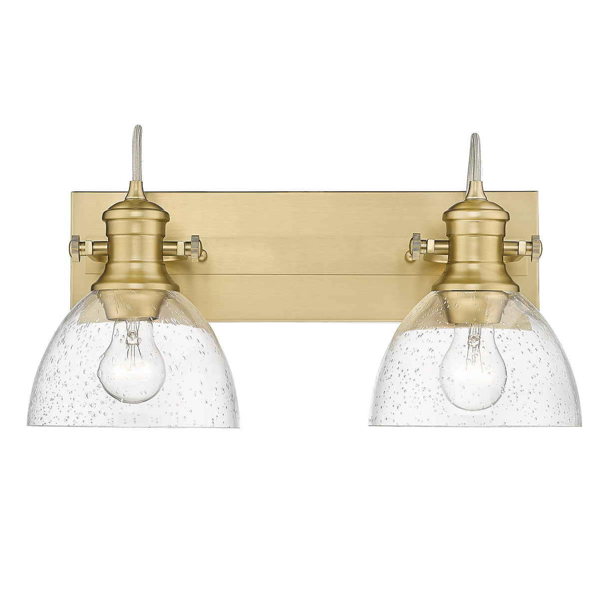 Hines 2 Light Bath Vanity in Brushed Champagne Bronze with Seeded Glass Shades