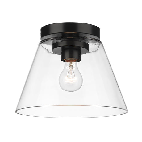 Penn Flush Mount in Matte Black with Clear Glass Shade