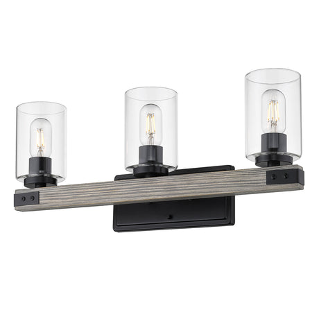 Lowell 3-Light Bath Vanity in Matte Black with Clear Glass Shade
