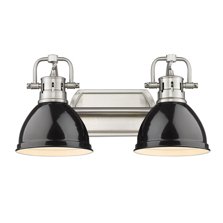 Duncan 2 Light Bath Vanity in Pewter with Black Shades