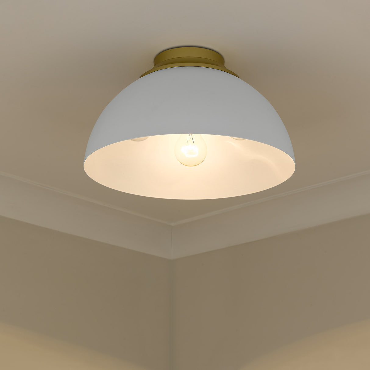 Zoey Flush Mount in Olympic Gold with Matte White Shade