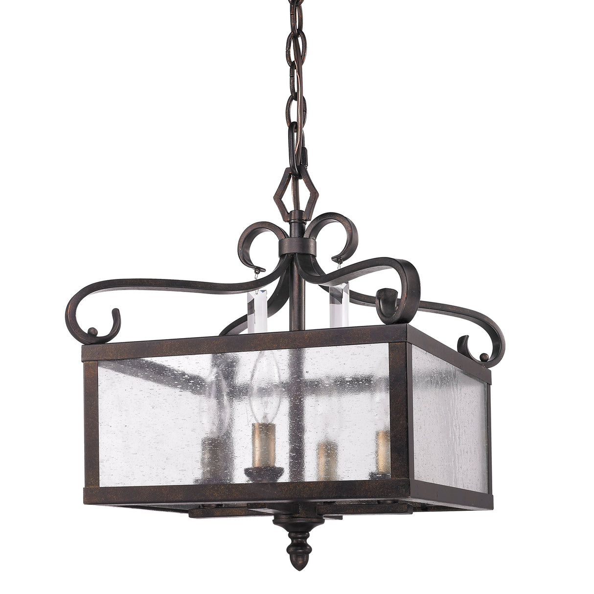 Valencia Pendant (Convertible) in Fired Bronze with Seeded Glass
