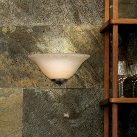 Multi-Family 1 Light Wall Sconce in Rubbed Bronze with Tea Stone Glass