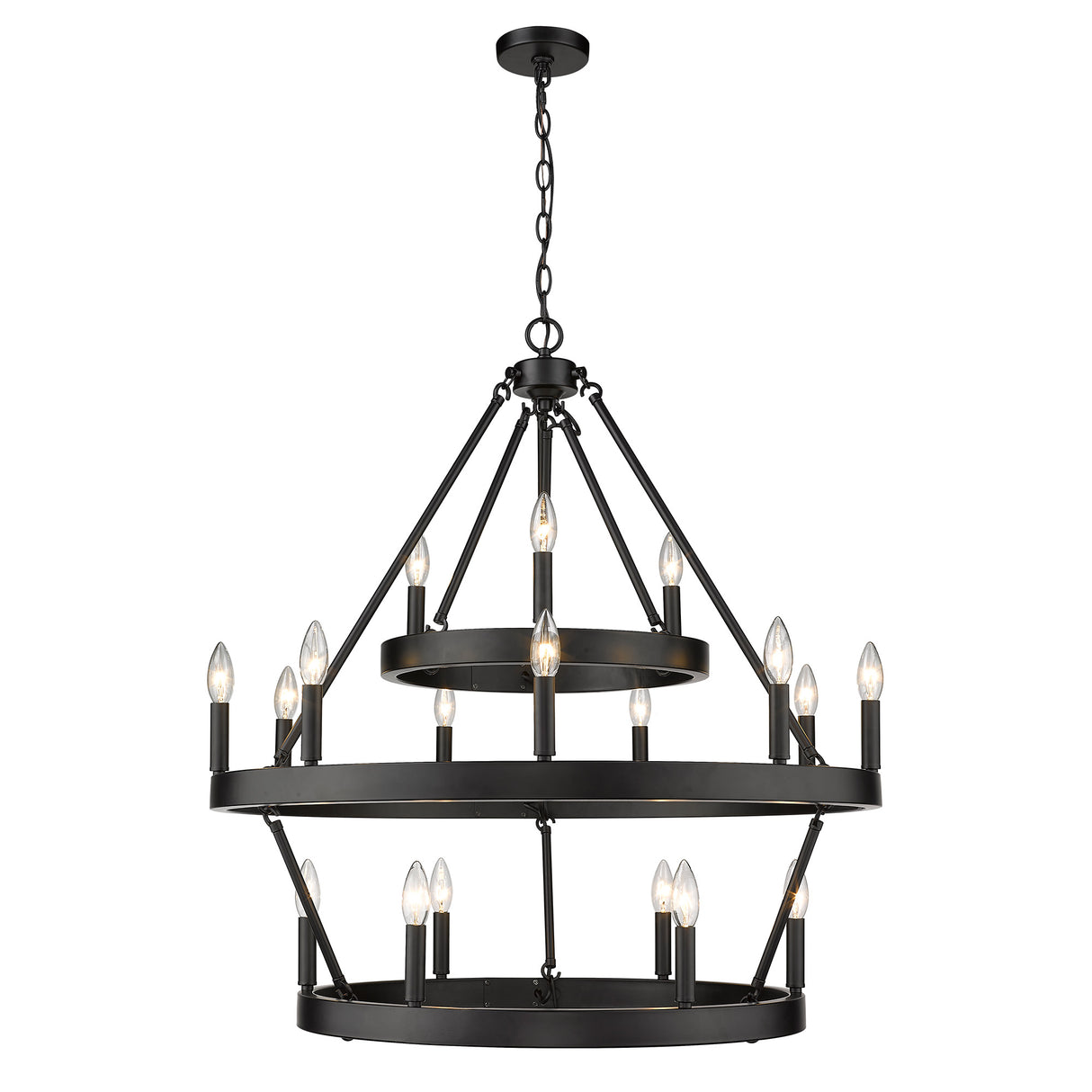 Alastair 3 Tier 3+9+6 Light Chandelier in Matte Black