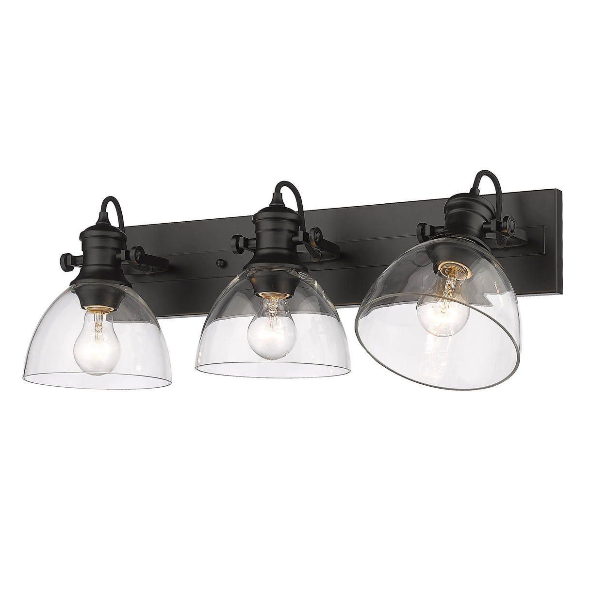 Hines 3-Light Bath Vanity in Matte Black with Clear Glass