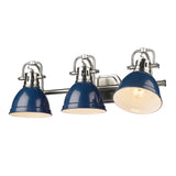 Duncan PW 3 Light Bath Vanity in Pewter with Navy Blue Shade