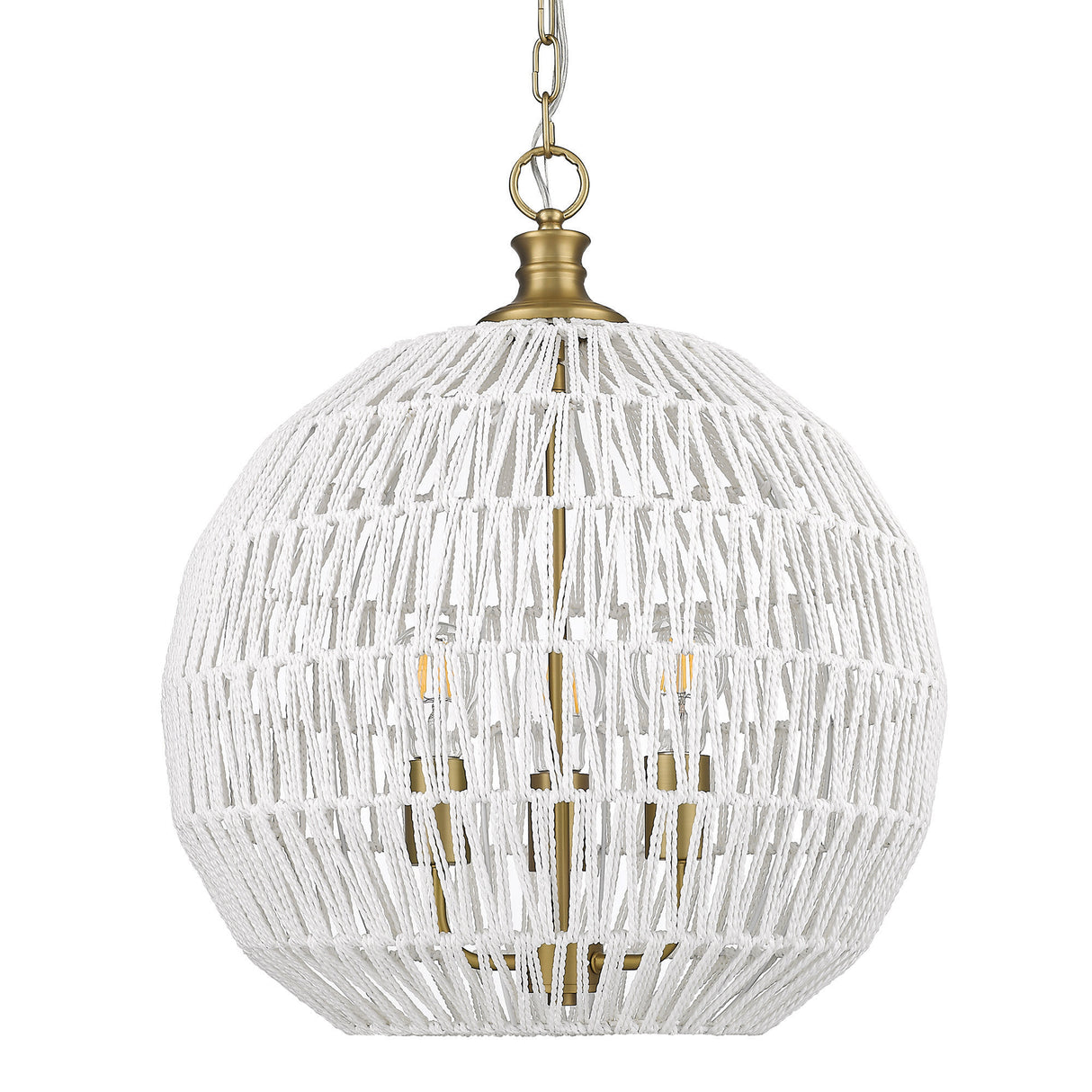 Florence 5-Light Pendant in Brushed Champagne Bronze and Bleached White Raphia Rope Shade