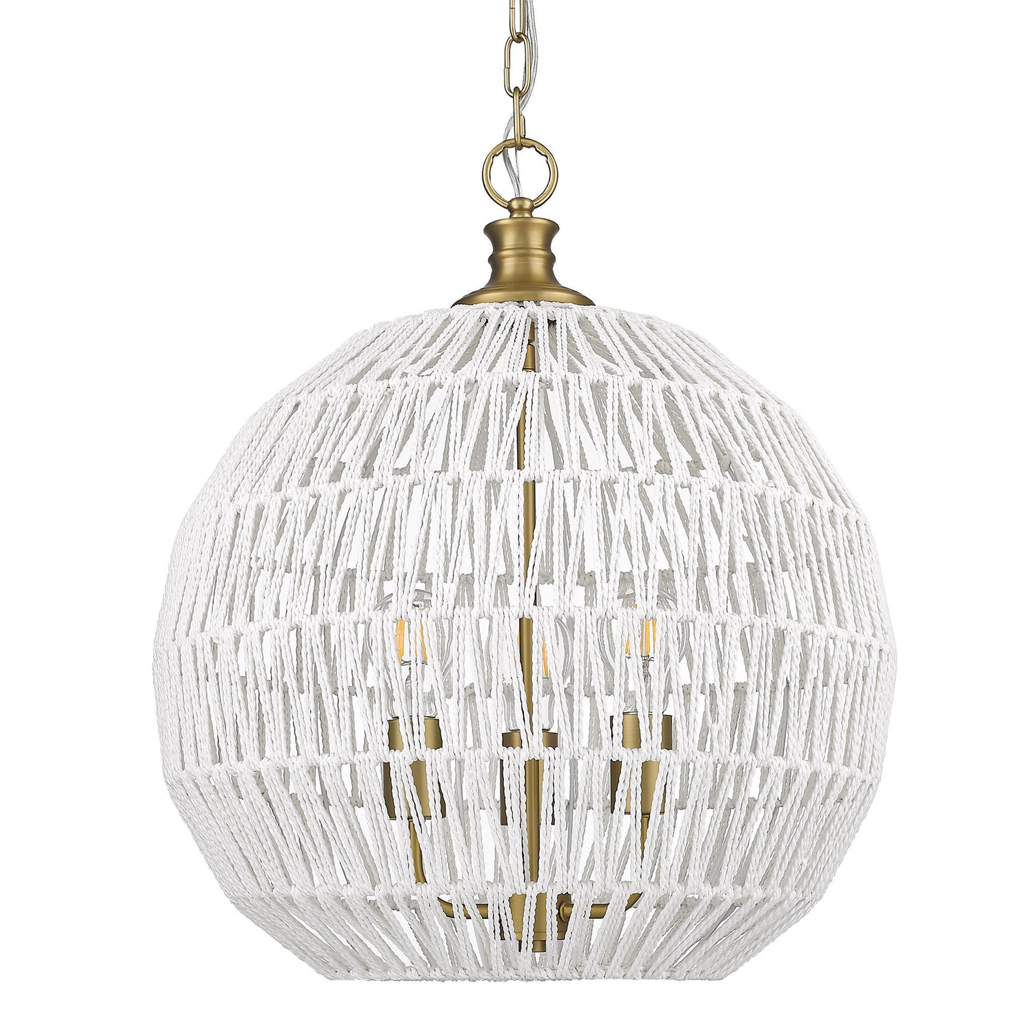 Florence 5-Light Pendant in Brushed Champagne Bronze and Bleached White Raphia Rope Shade