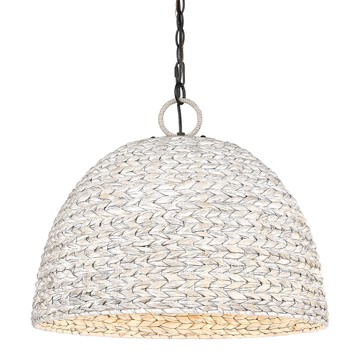 Rue 5 Light Pendant in Matte Black with Painted Sweet Grass Shade