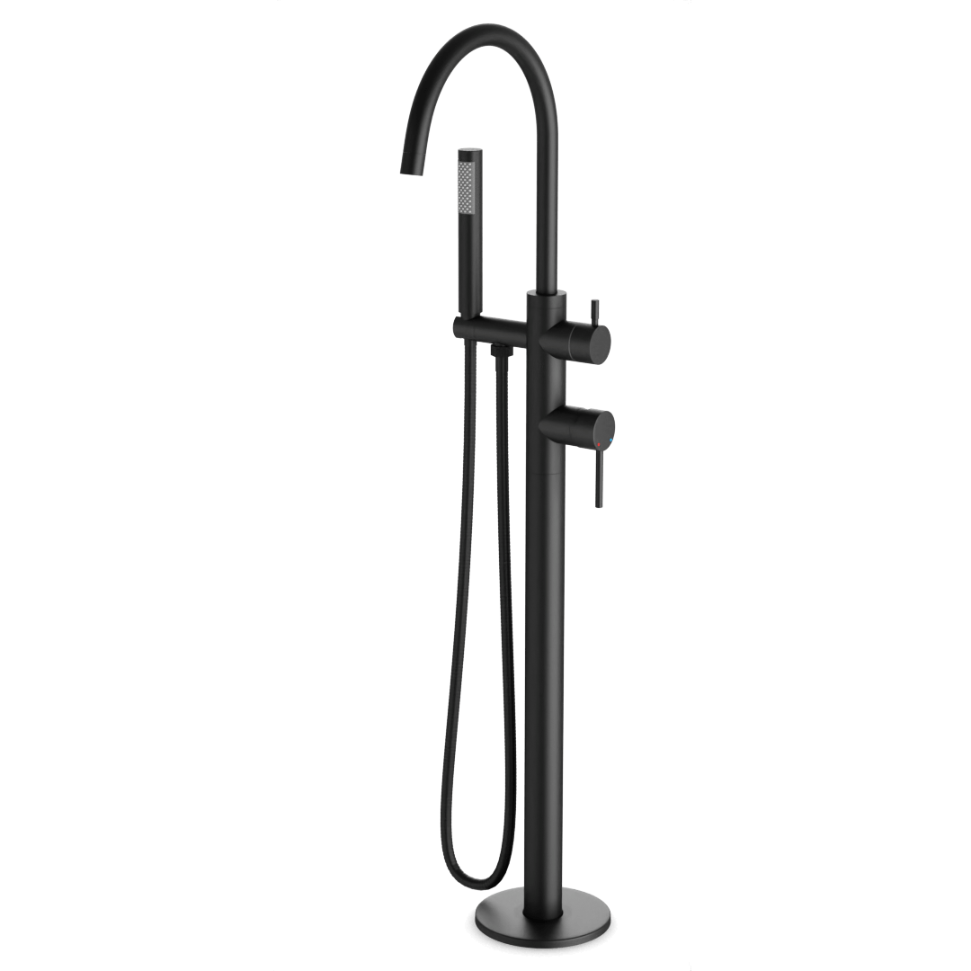 Artos Opera Floor Mount Tub Filler Trim Kit with Hand Shower Matte Black – FS510TKBK