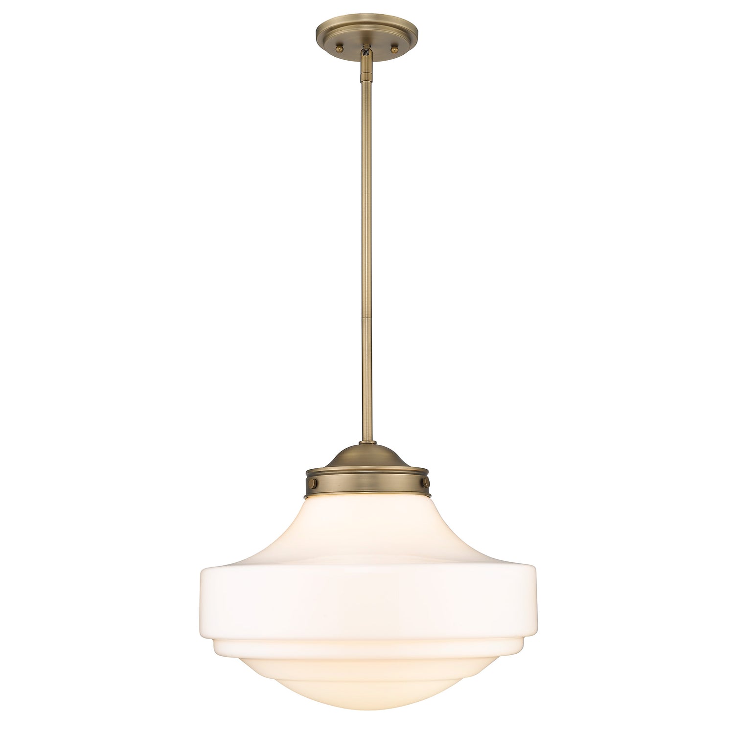 Ingalls Large Pendant in Modern Brass and Vintage Milk Glass Shade