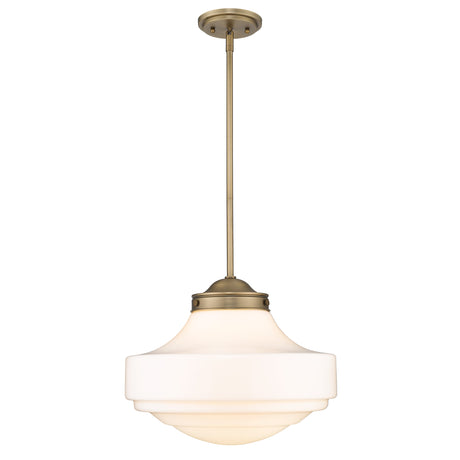 Ingalls Large Pendant in Modern Brass and Vintage Milk Glass Shade