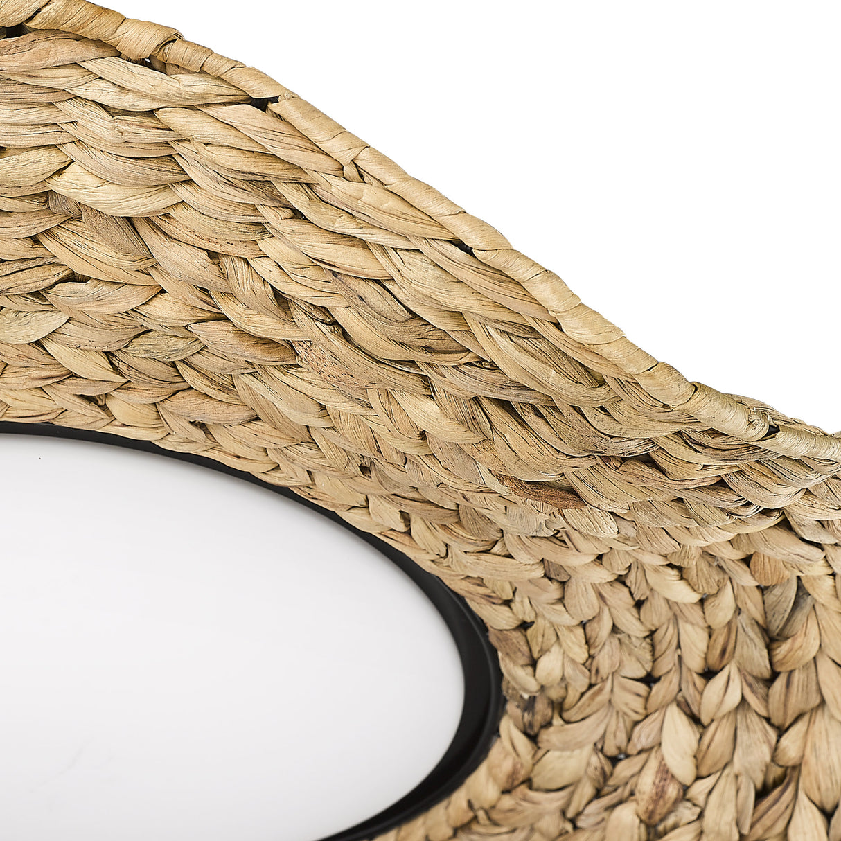 Macy Flush Mount - 21" in Matte Black with Woven Sweet Grass Shade