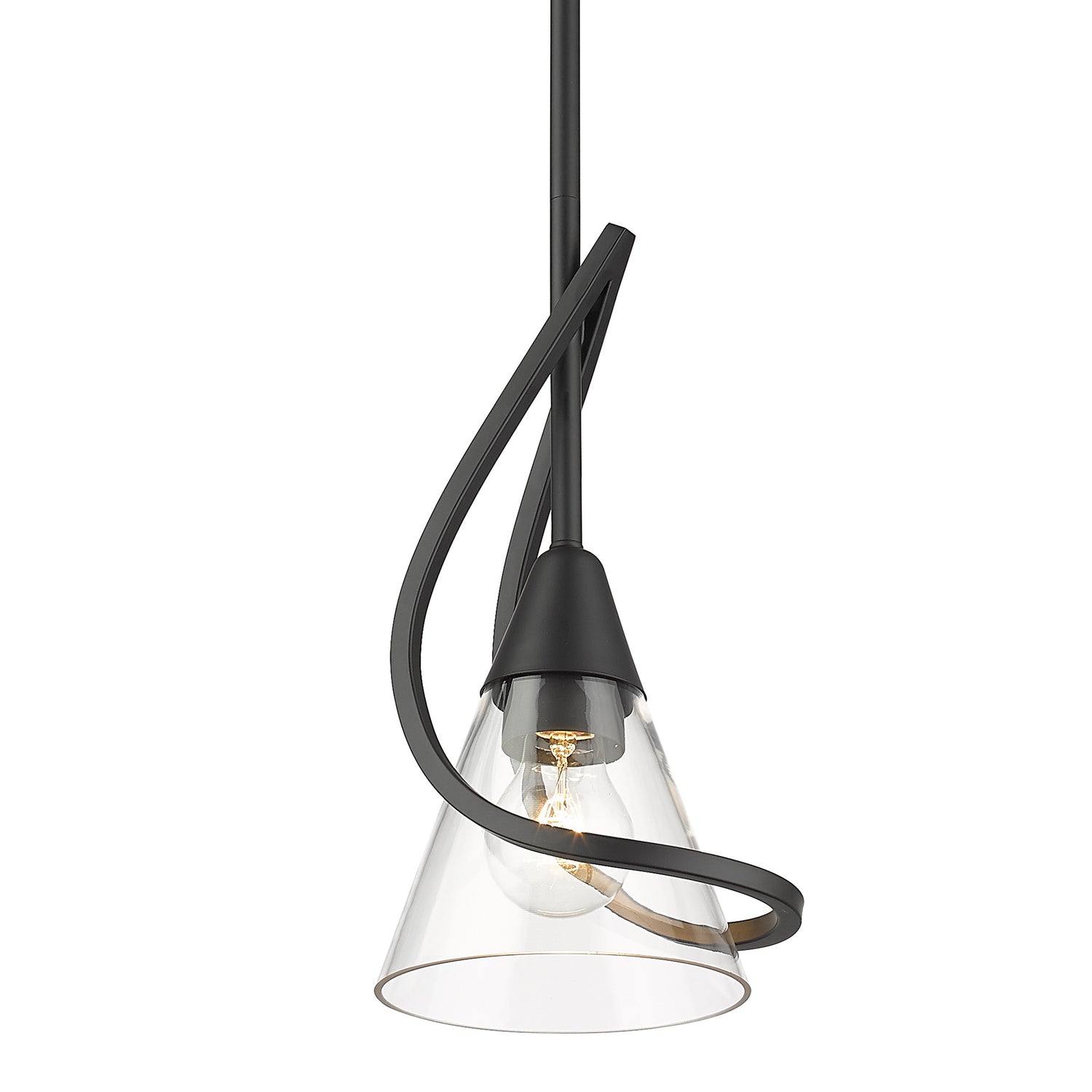 Olympia Mini Pendant in Matte Black with Clear Glass Shade