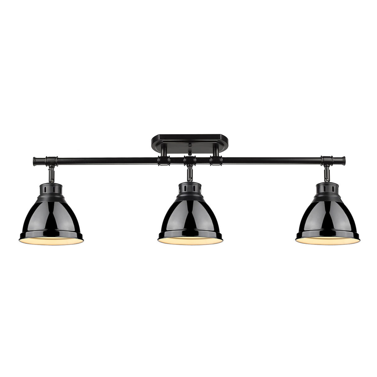 Duncan 3 Light Semi-Flush - Track Light in Matte Black with Black Shades