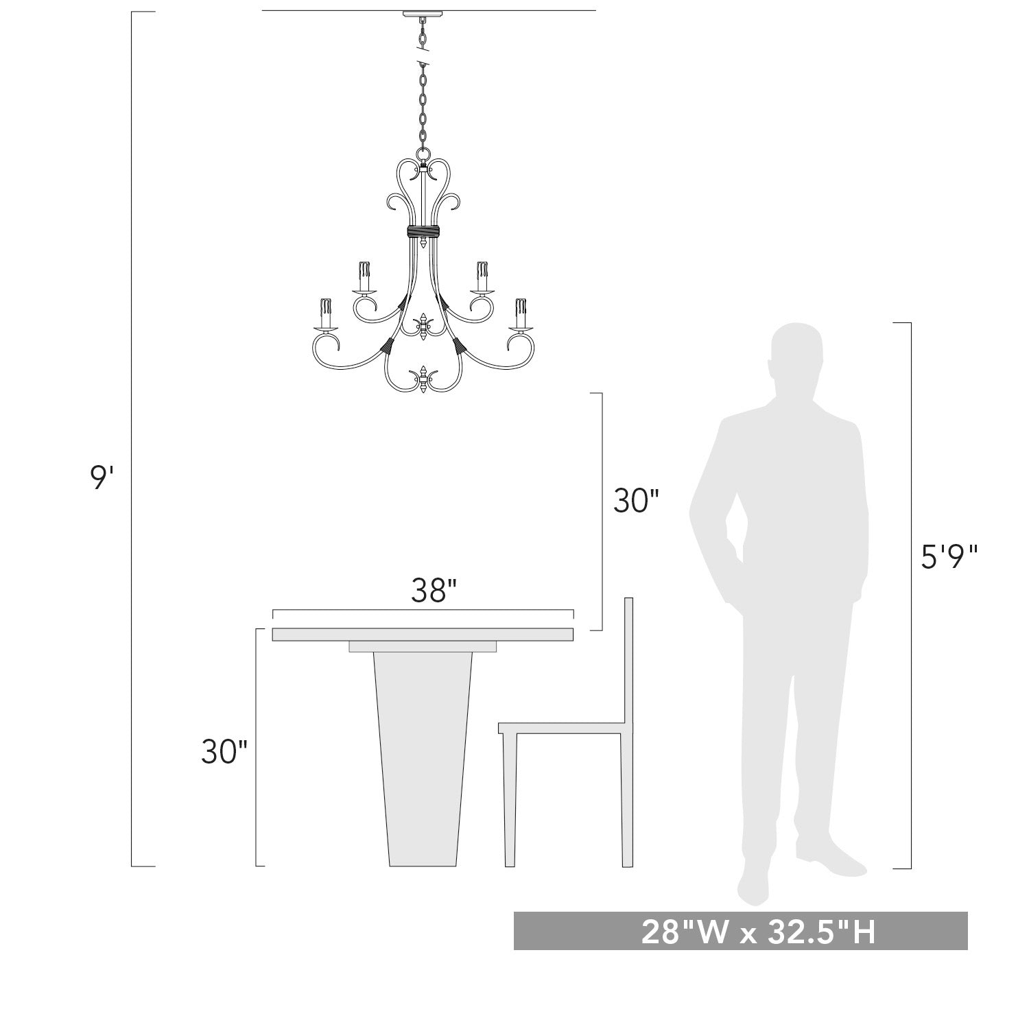 Homestead 2 Tier - 9 Light Candelabra Chandelier in Rubbed Bronze with Drip Candlesticks