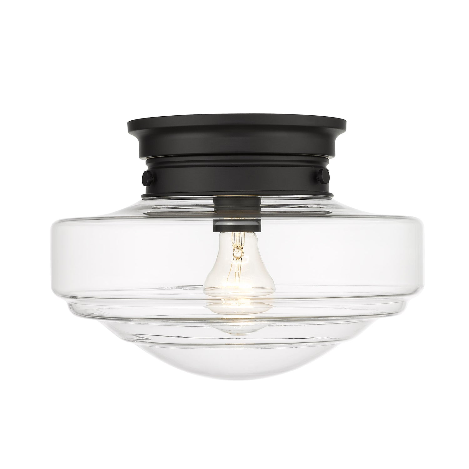 Ingalls Semi-Flush in Matte Black with Clear Glass Shade