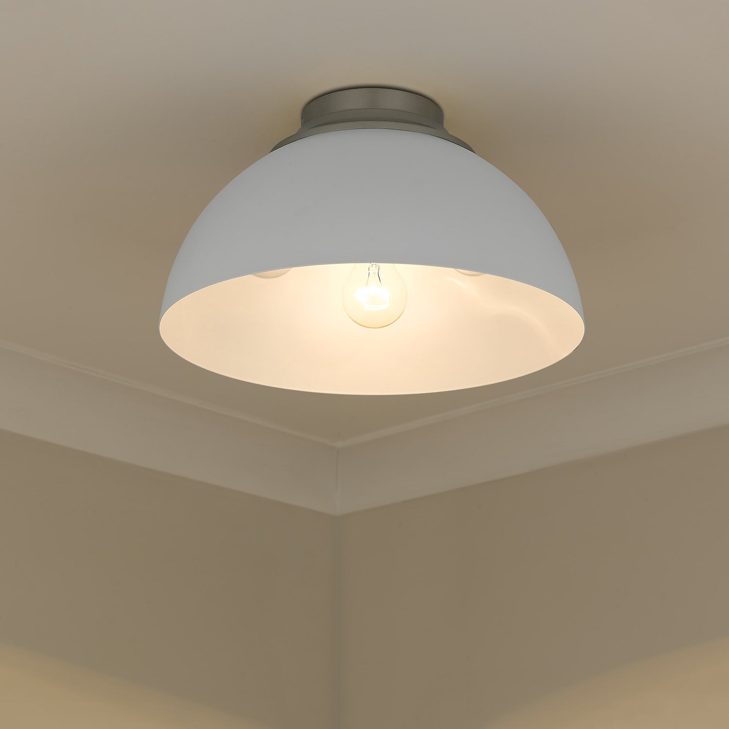 Zoey Flush Mount in Pewter with Matte White Shade