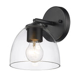 Roxie 1 Light Wall Sconce in Matte Black with Matte Black Accents and Clear Glass Shade