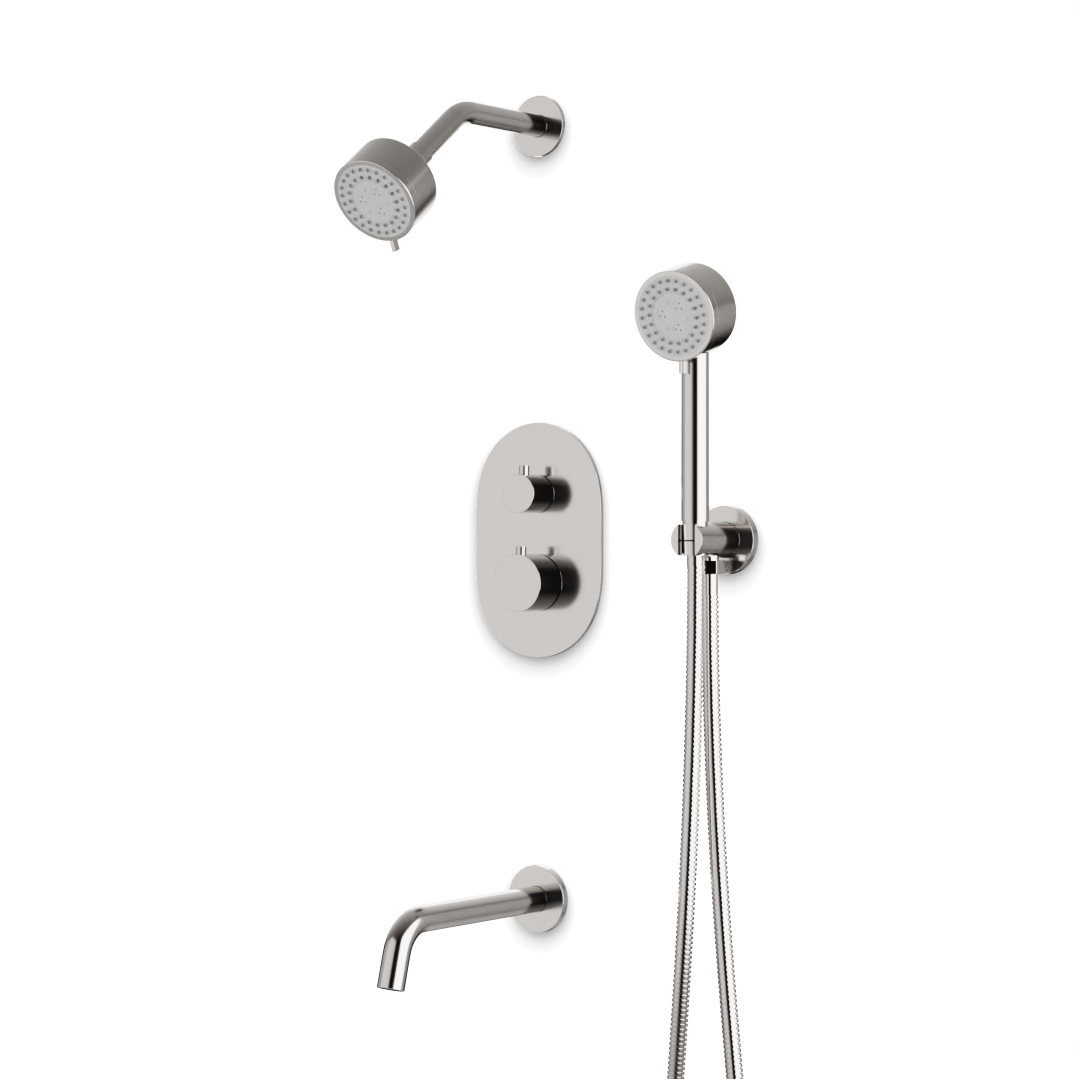 Artos Opera Thermostatic Shower Trim Kit with Multifunction Shower Head, Hand Shower, Tub Filler Brushed Nickel – TS083BN
