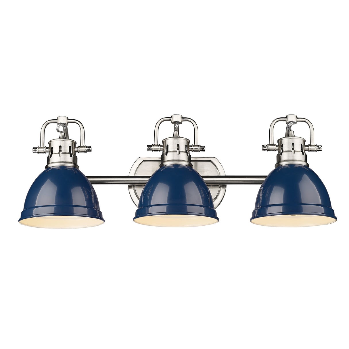 Duncan PW 3 Light Bath Vanity in Pewter with Navy Blue Shade