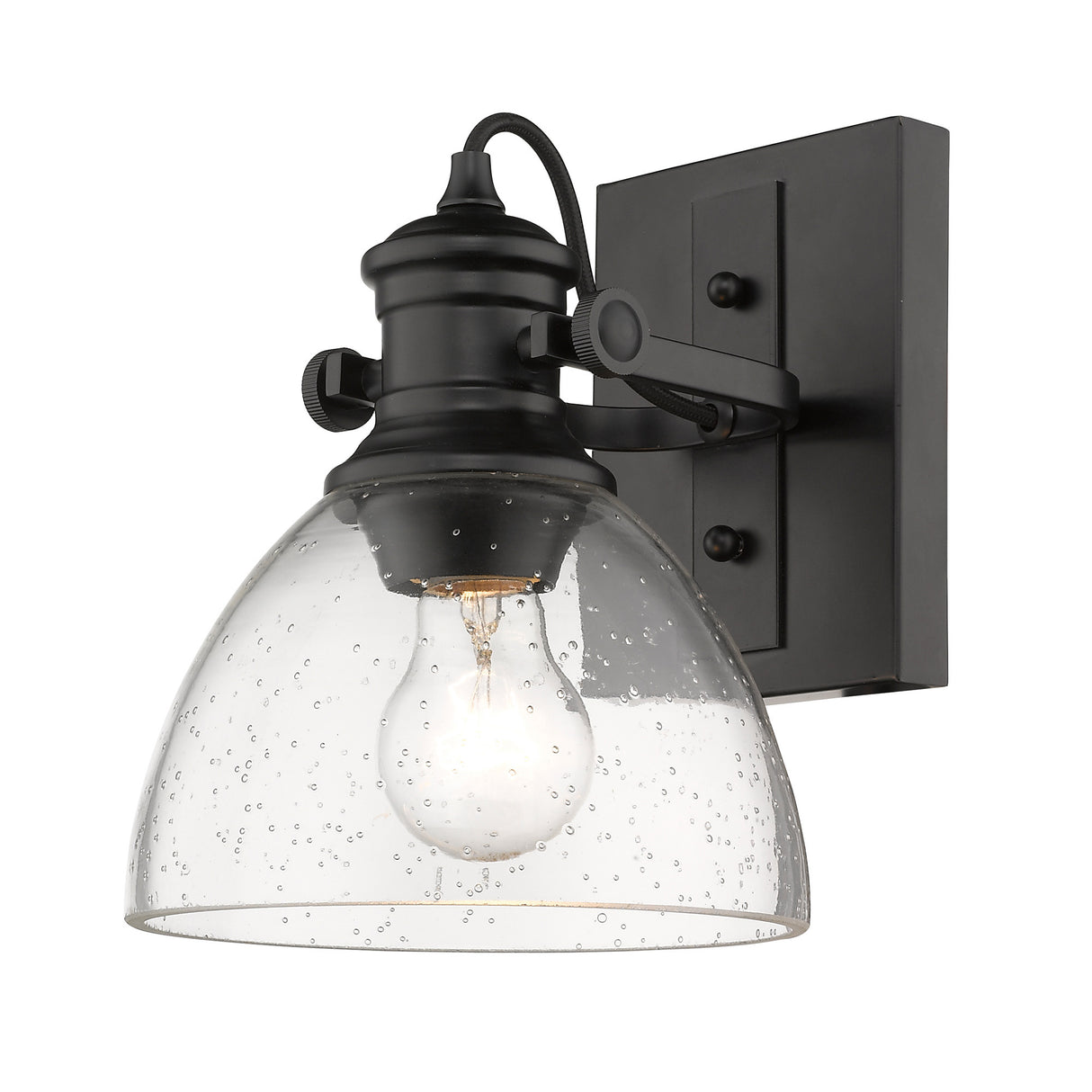 Hines 1-Light Semi-Flush in Matte Black with Seeded Glass