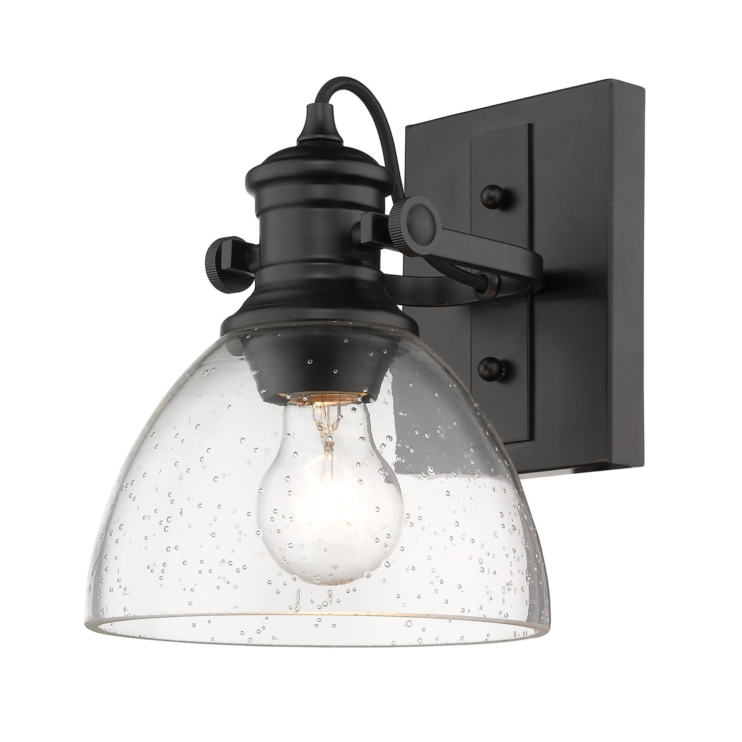 Hines 1-Light Semi-Flush in Matte Black with Seeded Glass