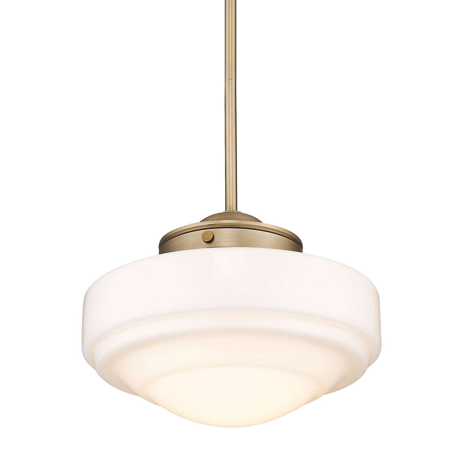 Ingalls Medium Pendant in Modern Brass and Vintage Milk Glass Shade