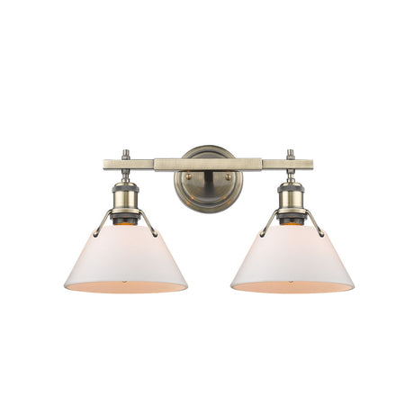 Orwell AB 2 Light Bath Vanity in Aged Brass with Opal Glass Shade