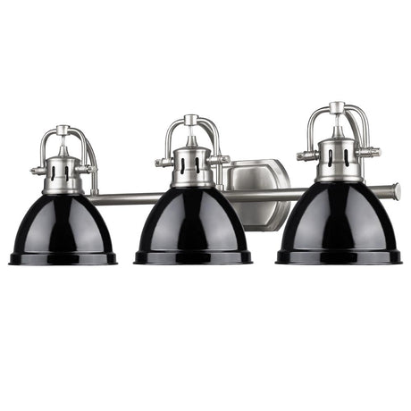 Duncan 3 Light Bath Vanity in Pewter with a Black Shade