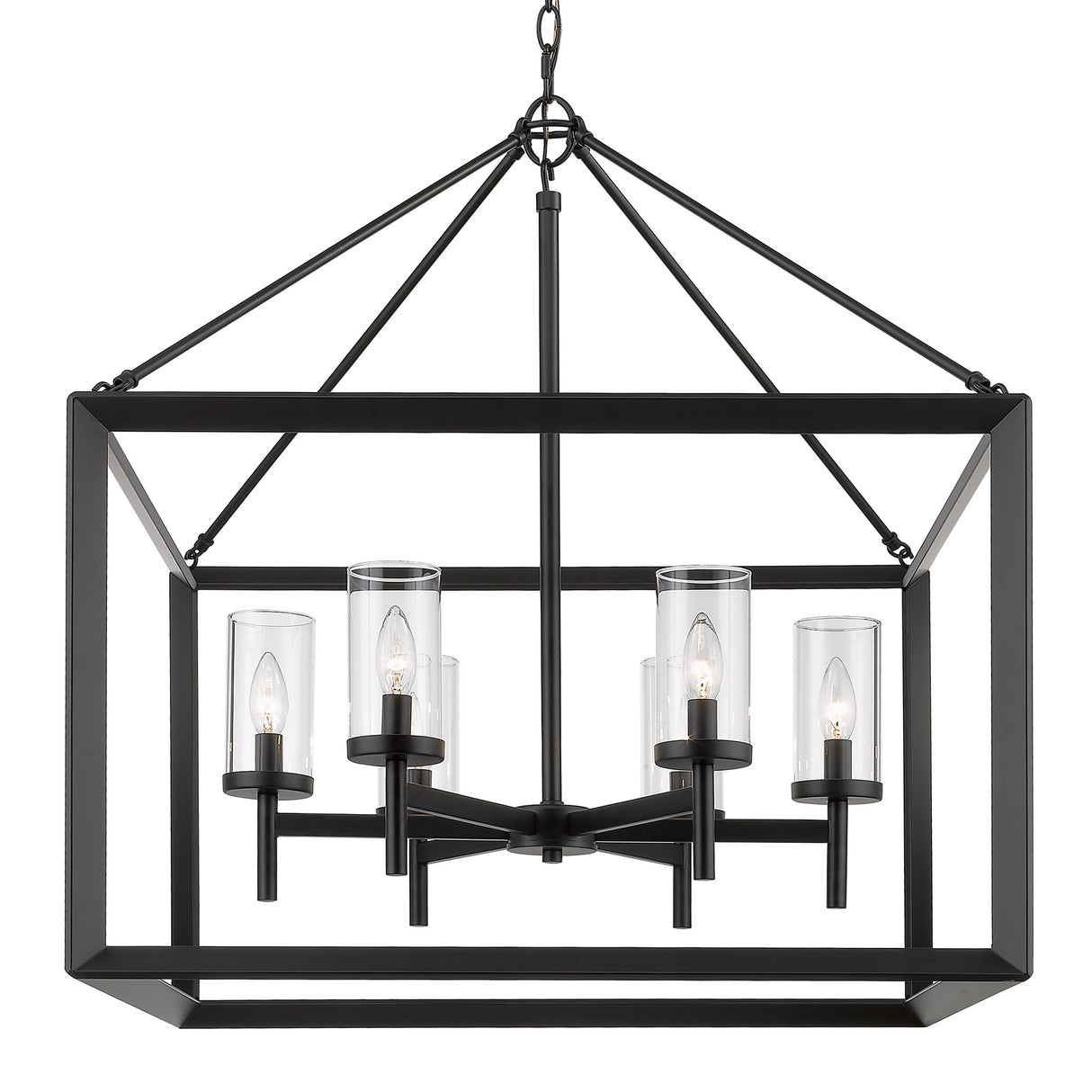 Smyth 6 Light Chandelier in Matte Black with Clear Glass Shades