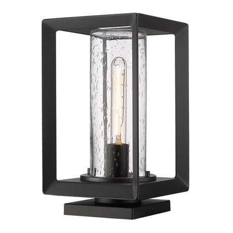 Smyth NB Pier Mount - Outdoor in Natural Black with Seeded Glass Shade