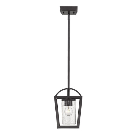 Mercer Mini Pendant in Matte Black with Matte Black accents and Seeded Glass