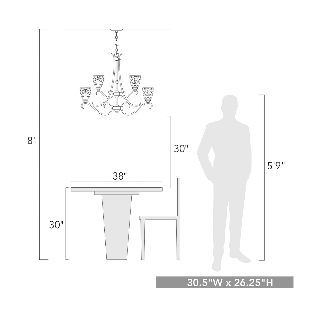 Parrish 9 Light Chandelier in Matte Black with Seeded Glass