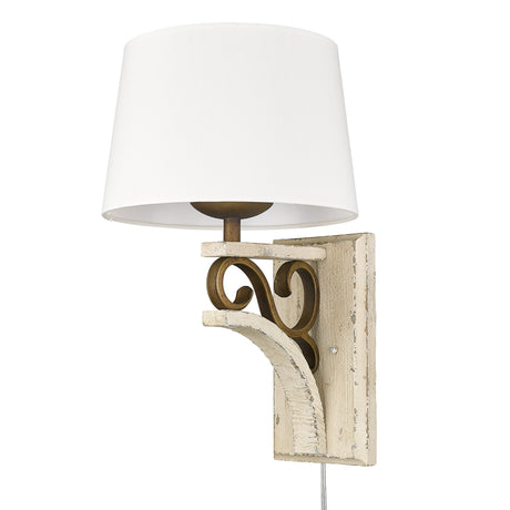 Solay 1 Light Wall Sconce (Plug-in or Hardwire) in Burnished Chestnut with Ivory Linen Shade