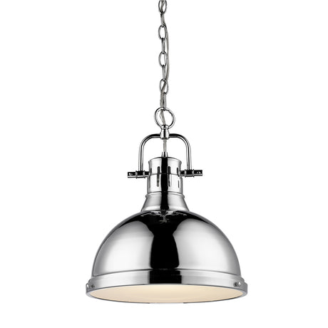 Duncan 1 Light Pendant with Chain in Chrome with a Chrome Shade