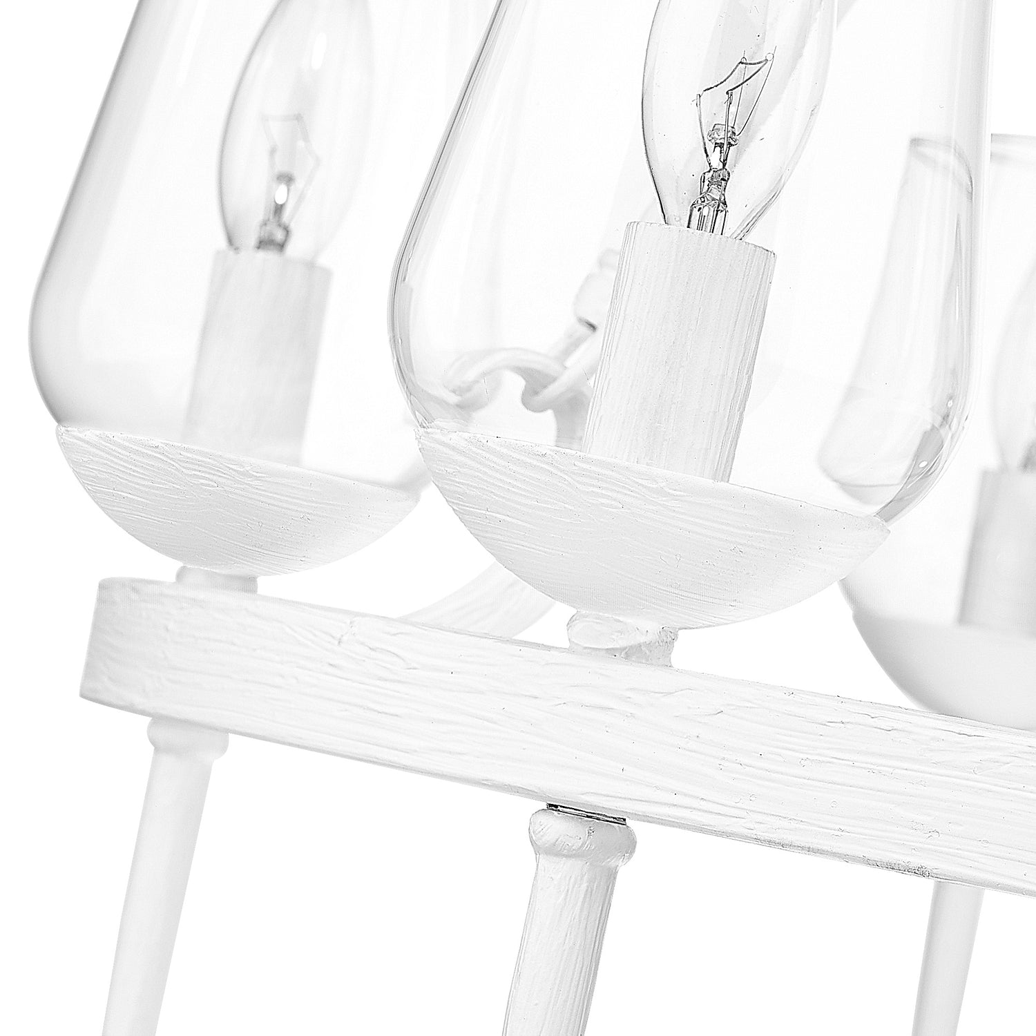 Regent 6 Light Chandelier in Textured White Plaster with Clear Glass Shade