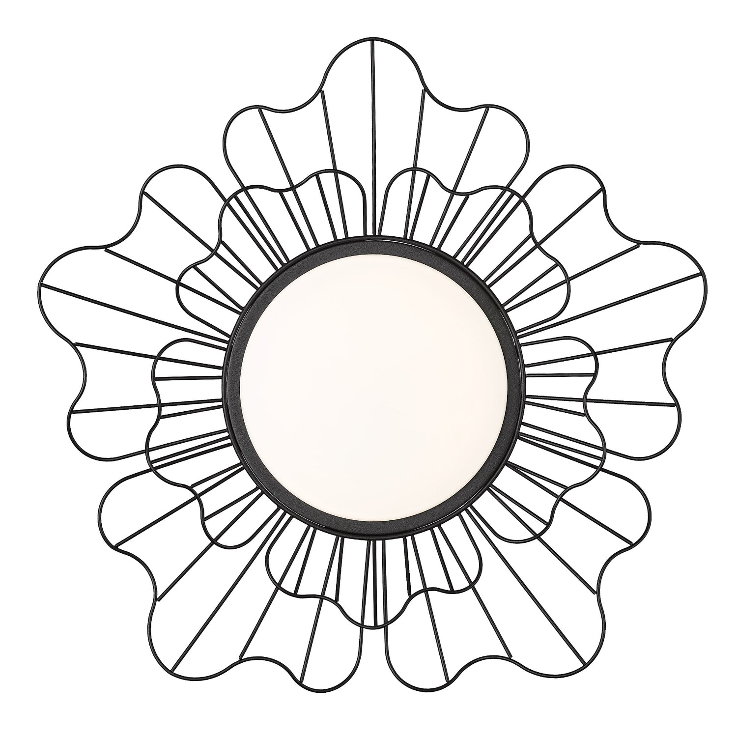 Yasmin NB Flush Mount - 24" in Natural Black with Opal Glass Shade