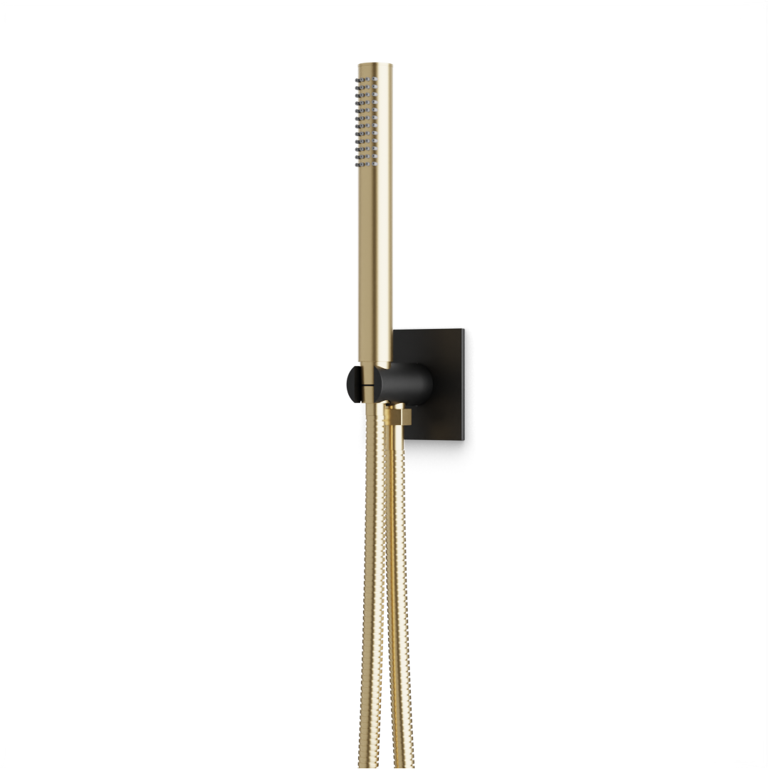 Artos Otella Flexible Hose Handshower Kit with 3.25" Escutcheon Plate Satin Brass / Matte Black – F902-45SBB