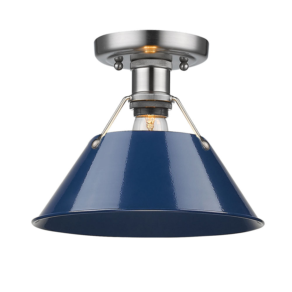 Orwell PW Flush Mount in Pewter with Navy Blue Shade