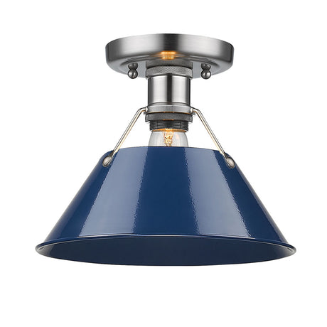 Orwell PW Flush Mount in Pewter with Navy Blue Shade